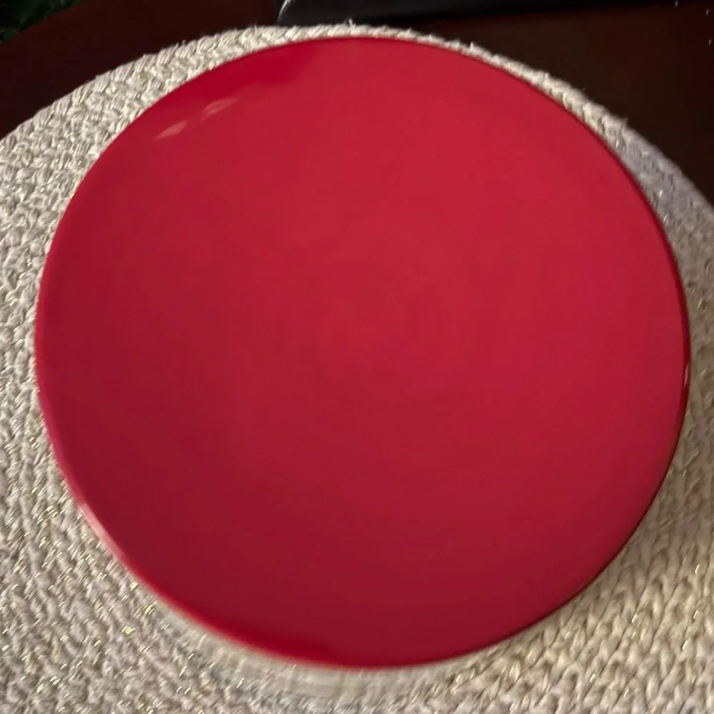 Crate & Barrel Holiday Ceramic Canister w/ Lid – Red Green Christmas Storage Jar